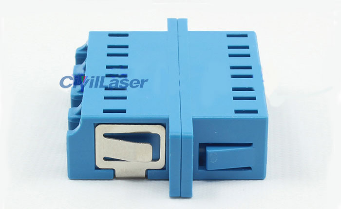 LC Plastic Fiber Optic Adapter Singal Mode Four Core Azul Flange